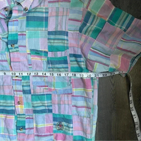 Vintage Tommy Hilfiger Pastel Geometric Short Sleeve Button Down Size Small - Picture 7 of 12